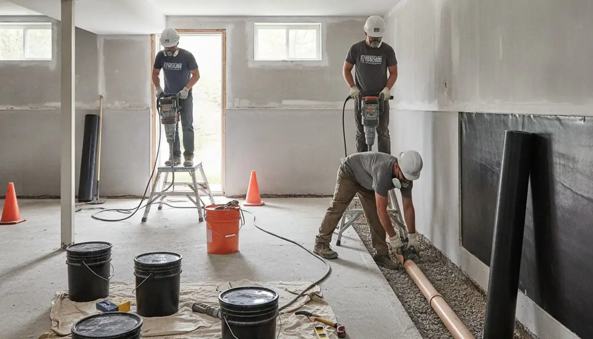 Basement waterproofing in Santa Rosa, CA for water damage prevention and moisture control