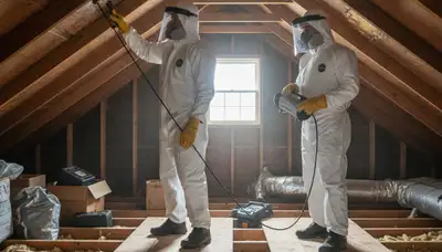 Mold inspection technician checks moisture in Santa Rosa, CA home after water damage